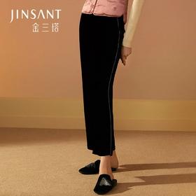 金三塔秋冬新品 纯色丝绒家居裤女 保暖宽松睡裤女  1YSFAD901