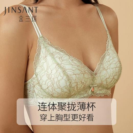 金三塔桑蚕丝内里聚拢舒适双色复古蕾丝拼接女士无钢圈文胸内衣 NZFCA308 商品图2