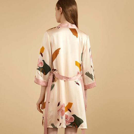金三塔新品 真丝印花睡袍女100%桑蚕丝可外穿睡衣家居服  YSFAC102 商品图1