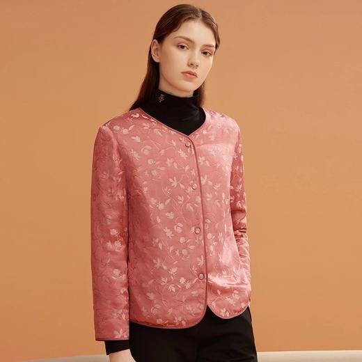 金三塔一衣两穿保暖棉袄女100%桑蚕丝填充加厚长袖双色提花内搭棉衣（限价） NSFBD735 商品图1