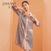 金三塔印花真丝衬衫式睡裙女100%桑蚕丝性感家居服 YSFBC303 商品缩略图0