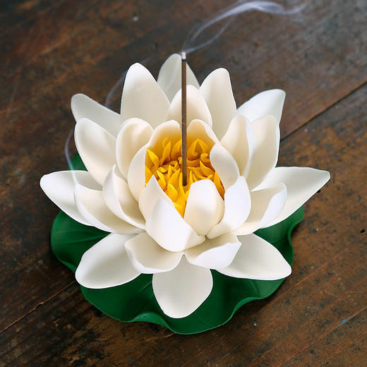 陶瓷莲花香插禅意摆件家用客厅供佛香座香托线香檀香沉香饰品摆设 商品图0