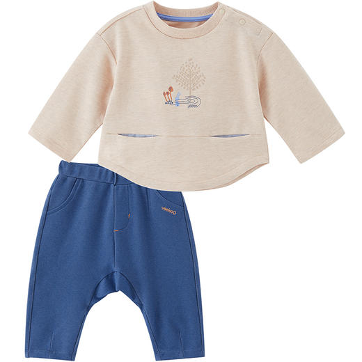 英氏婴儿套装宝宝春秋套头衫屁屁裤22年新品时尚童装YRABJ12167A 商品图8