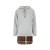 BURBERRY 博柏利 格纹裁片棉质宽松连帽衫 女士卫衣 浅灰 8048924 A2142 商品缩略图0