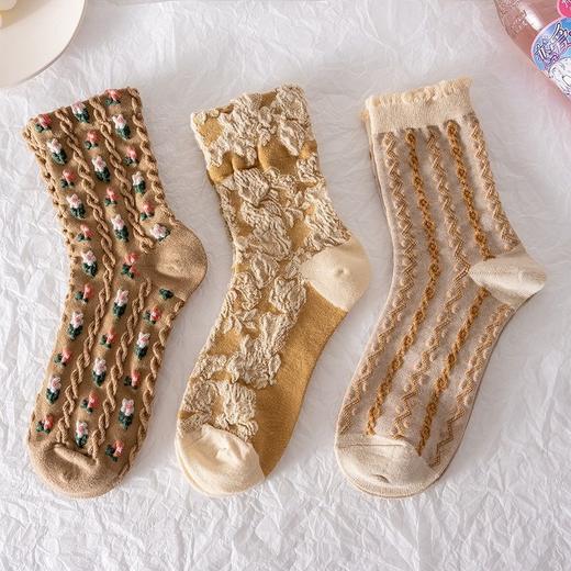 V立体袜子女中筒韩版长袜复古秋冬款可爱ins潮流百搭女士 商品图6