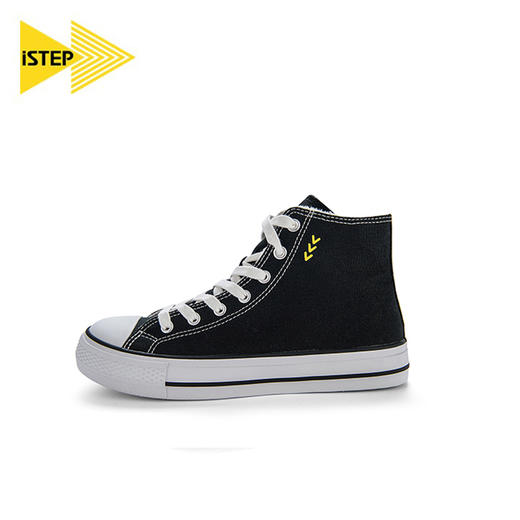 【正品】iSTEP高帮帆布鞋男女同款韩版休闲百搭小白鞋女士圆头系带板鞋 商品图1