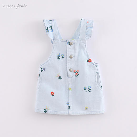 marcjanie马克珍妮夏装新款 女童花朵刺绣牛仔背带裙220689 商品图0