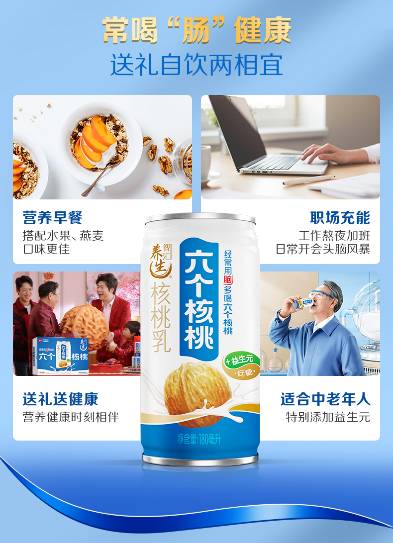 养元六个核桃智汇养生180ml*20罐 植物蛋白饮料