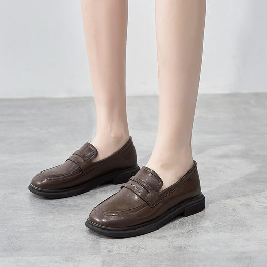 ZHR乐福鞋女2023秋季新款时尚百搭英伦风平底女鞋一脚蹬休闲单鞋 商品图2