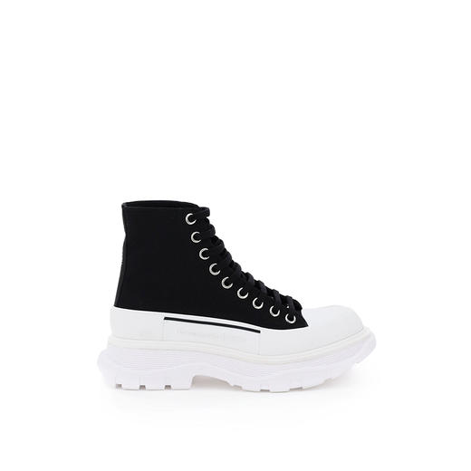 ALEXANDER MCQUEEN 亚历山大.麦昆 男士棉质 Tread Slick 系带休闲高帮靴子 黑色 604254 W4MV2 1070 商品图2