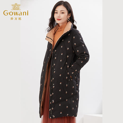 乔万尼新款羽绒服女中长款双面穿设计白鸭绒轻盈保暖EI4T660 商品图2