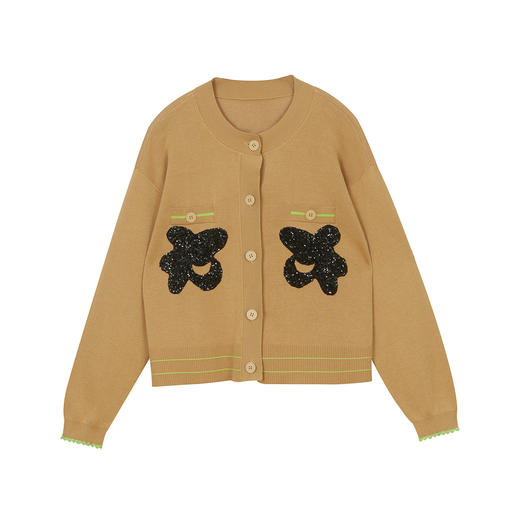 MIIDII谜底2022春款小香风合体圆领短款针织开衫外套女221MZ0372 商品图4