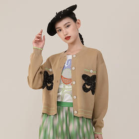 MIIDII谜底2022春款小香风合体圆领短款针织开衫外套女221MZ0372