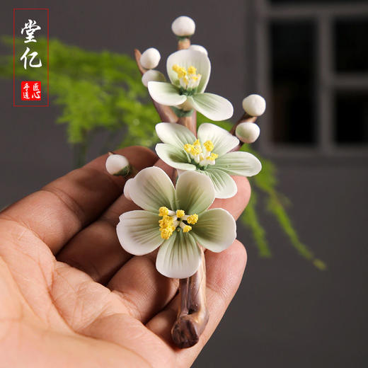 创意陶瓷花朵茶宠梅花玉兰花茶道茶席盆栽配件家居手作饰品 商品图2