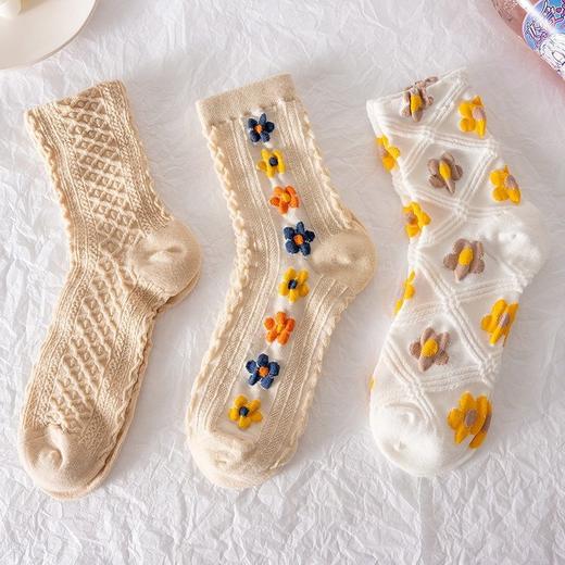 V立体袜子女中筒韩版长袜复古秋冬款可爱ins潮流百搭女士 商品图7