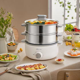 【小程序】小熊电蒸锅 DZG-CA3A1  60分钟定时器+2个5L蒸笼+玻璃盖