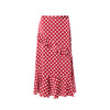 EITIE爱特爱夏季新款通勤荷叶边高腰a字复古波点红色半身裙B2206906 商品缩略图4