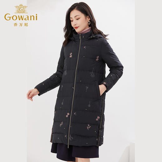 乔万尼羽绒服新款洋气时尚女黑色长款加厚EI4T687 商品图3