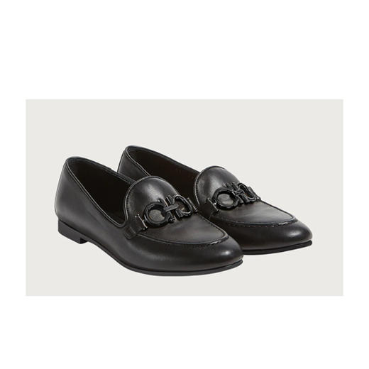 【二】FERRAGAMO 菲拉格慕 女士皮鞋 黑色 715302 商品图1