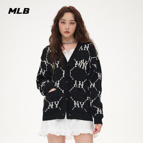 MLB男女针织衫复古老花棉羊毛开衫外套3AKTM0214