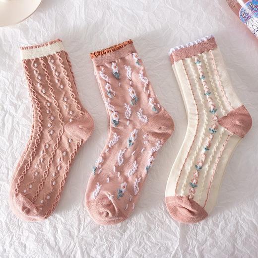 V立体袜子女中筒韩版长袜复古秋冬款可爱ins潮流百搭女士 商品图9