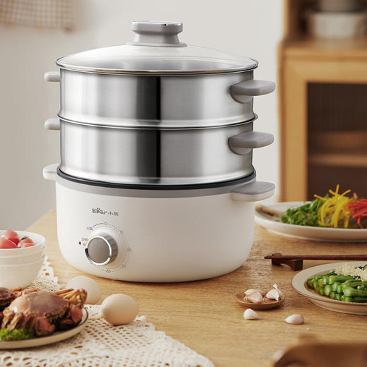 【小程序】小熊电蒸锅 DZG-CA3A1  60分钟定时器+2个5L蒸笼+玻璃盖 商品图9