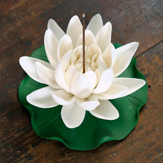 陶瓷莲花香插禅意摆件家用客厅供佛香座香托线香檀香沉香饰品摆设 商品图6