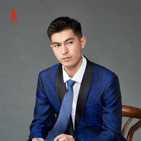 SAINTJOY/上久楷 真丝领带  方格斑点蓝色 PZS21A13