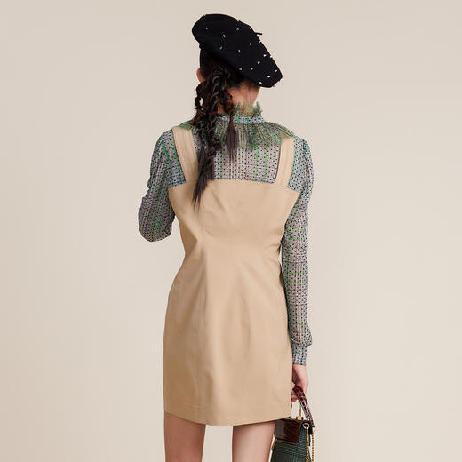 MIIDII谜底2022春新款设计V领花边通勤OL收腰连衣裙221ML0168 商品图2