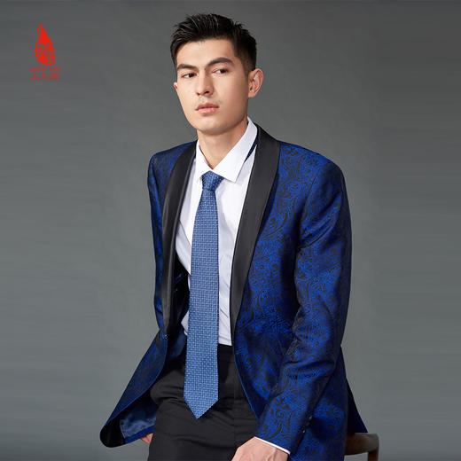 SAINTJOY/上久楷 真丝领带  方格斑点蓝色 PZS21A13 商品图1