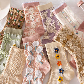 V立体袜子女中筒韩版长袜复古秋冬款可爱ins潮流百搭女士