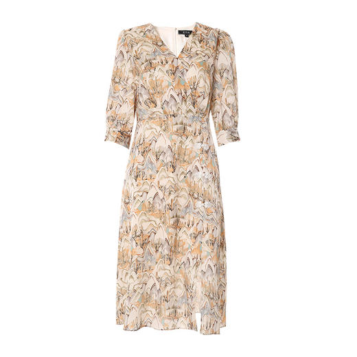 EITIE爱特爱夏季新款V领国风印花收腰显瘦垂坠通勤连衣裙B2207912 商品图4