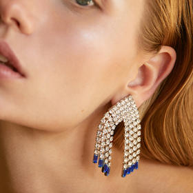 订购8周到｜HÉLÈNE ZUBELDIA-Palace-Pavlova 深蓝色 耳夹（无需耳洞）［法国设计师］