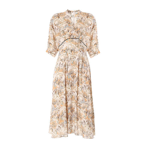 EITIE爱特爱夏新国风印花复古长裙款垂坠通勤显瘦气质连衣裙B2207910 商品图4