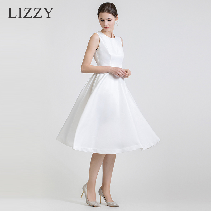 LIZZY 轻奢赫本风圆领无袖大摆轻礼服连衣裙6673