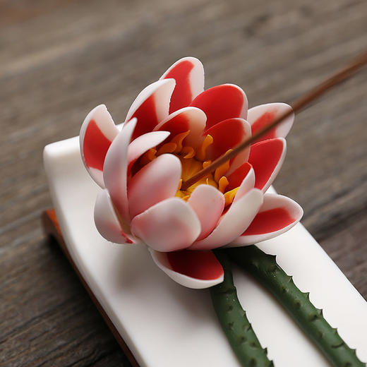 瓷陶源陶瓷莲花香插摆件家用室内香薰炉线香点插香器台座香道托盘 商品图7