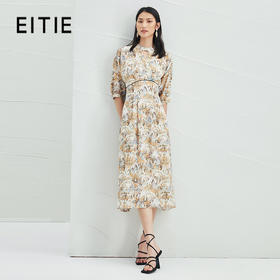 EITIE爱特爱夏新国风印花复古长裙款垂坠通勤显瘦气质连衣裙B2207910