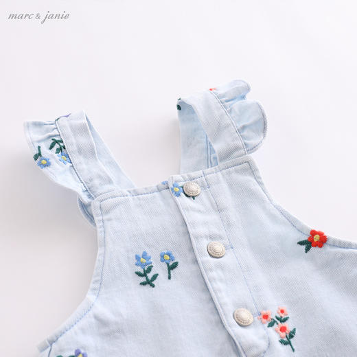 marcjanie马克珍妮夏装新款 女童花朵刺绣牛仔背带裙220689 商品图2