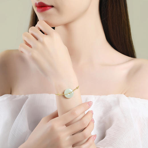 子佩集【平平安安】S925银国潮古法银和田玉手链【JHY-A000364X】 商品图2