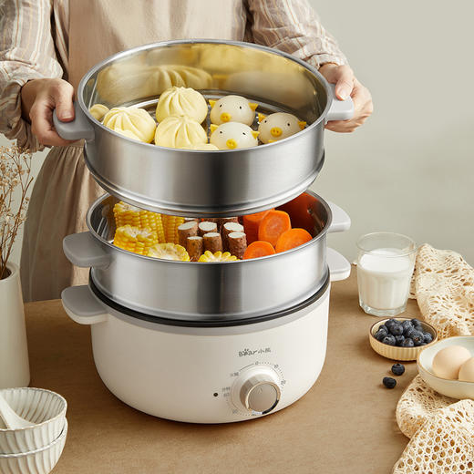 【小程序】小熊电蒸锅 DZG-CA3A1  60分钟定时器+2个5L蒸笼+玻璃盖 商品图6