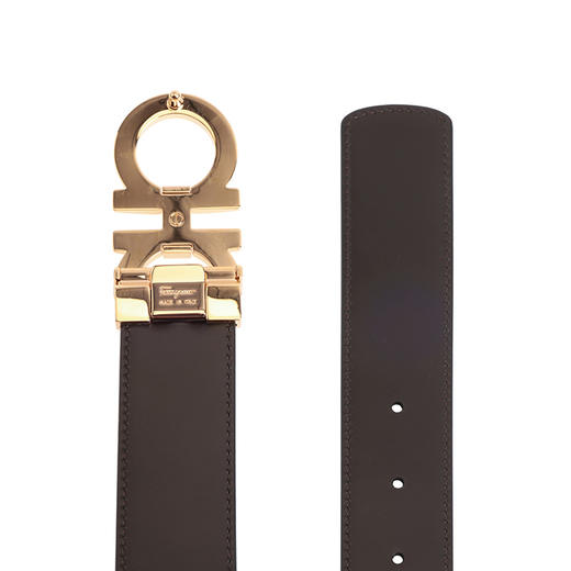 菲拉格慕男士高亮金色真皮腰带 商品图6