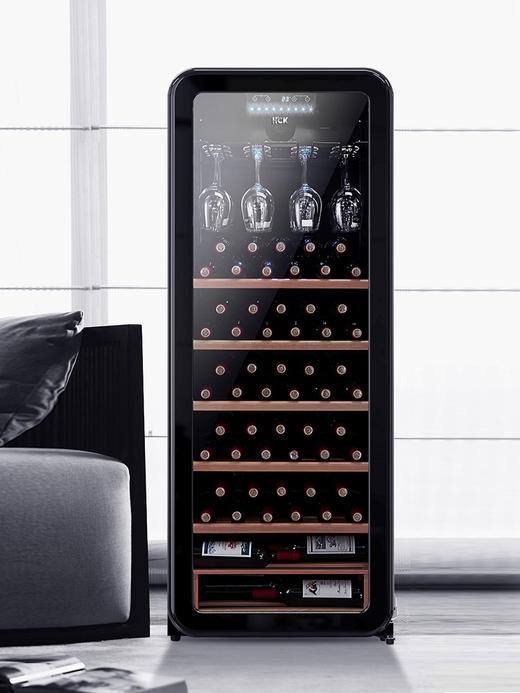 HCK哈士奇208RG圆弧红酒柜92瓶恒温嵌入式客厅超薄冷藏冰吧雪茄冰箱 商品图1