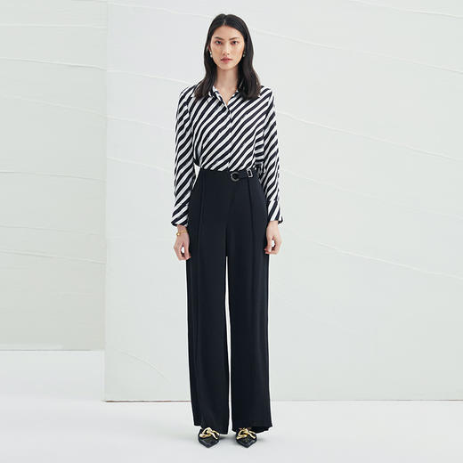 EITIE爱特爱春季新款高腰阔腿裤通勤宽松显瘦百搭纯色长裤6605303 商品图1