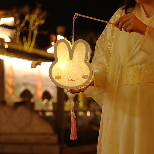 春节兔子灯笼儿童diy手工制作材料手提发光玉兔花灯汉服古风道具 商品图1