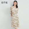 EITIE爱特爱夏季新款V领国风印花收腰显瘦垂坠通勤连衣裙B2207912 商品缩略图0