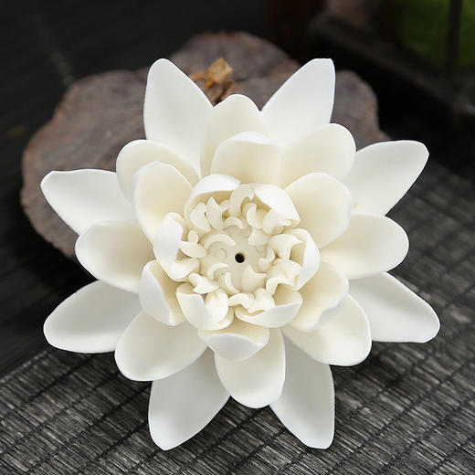 陶瓷莲花香插禅意摆件家用客厅供佛香座香托线香檀香沉香饰品摆设 商品图4
