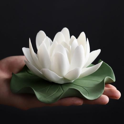 陶瓷手工莲花线香香插禅意家用室内供奉香座香台香托香炉饰品摆件 商品图1