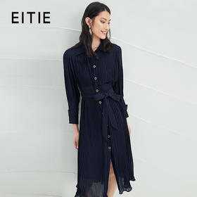 EITIE爱特爱春季新款系带束腰长袖优雅显瘦连衣裙6607357