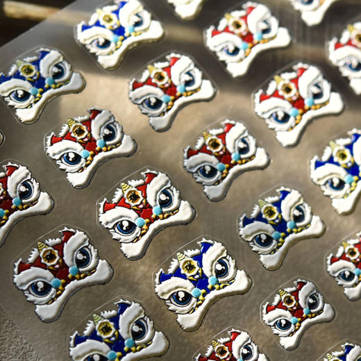 2022可爱神气醒狮点晴美甲新年国潮风虎年爆款网红浮雕立体5D贴纸【2月17日发完】 商品图3