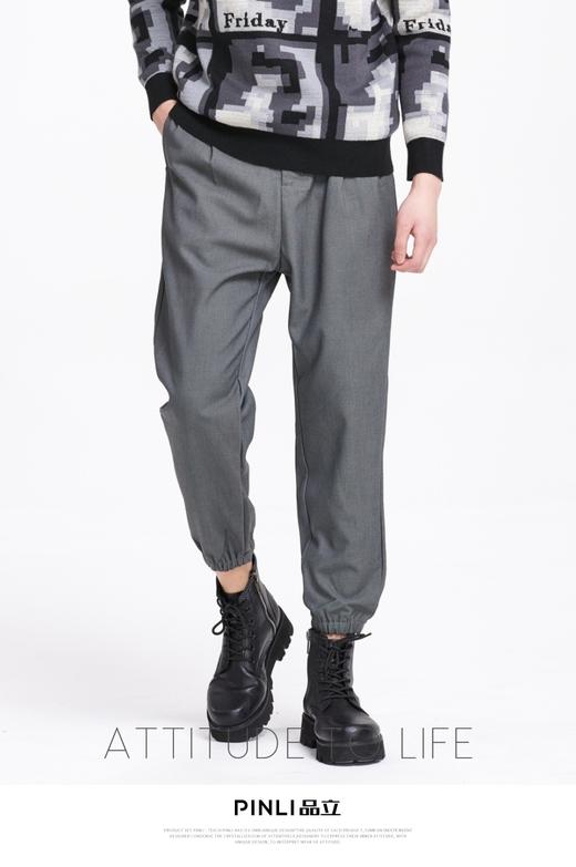 PINLI品立秋冬新款百搭纯色直筒休闲束脚长裤男潮B213117122 商品图5